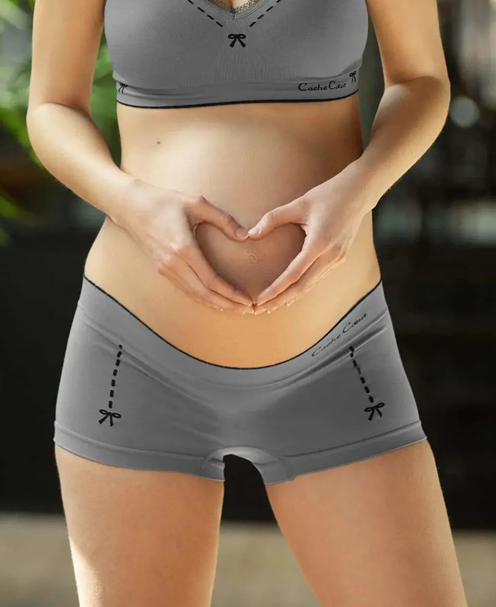 Cache Cœur Culottes De Grossesse|Culottes Et Shortys-Shorty de grossesse Illusion Gris