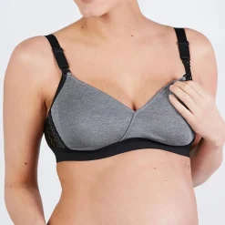Cache Cœur Soutiens-gorge Sans Armatures|Soutiens-gorge Sans Armatures-Soutien-gorge de grossesse et d'allaitement Serena Gris