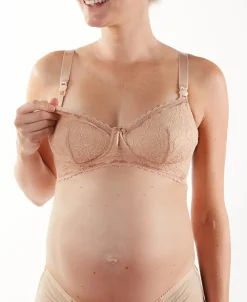 Cache Cœur Soutiens-gorge Sans Armatures|Soutiens-gorge Sans Armatures-Soutien-gorge de grossesse et d'allaitement Iris Beige