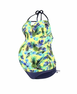 Cache Cœur Maillots De Bain De Grossesse|Maillots De Bain Allaitement-Tankini de grossesse Aloha jaune Motif